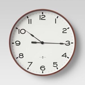Threshold Studio McGee 16in Thin Frame Wall Clock Red Brown Indoor Decor